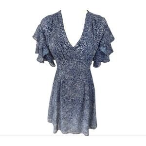Betsey Johnson Navy Blue Polka Dot Ruffle Sleeve Mini Dress Size 2